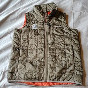 Simms Fall Run Vest Mens Olive Orange Quilted Puffer Montana Conservation Corps
